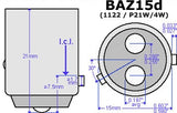 2 pieces of 18 high power SMD LED 566 BAZ15d 7225 P21/4W Light bulb white