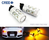 2 pieces of PW24W PWY24W 10x CREE XP-E LED Projector Light bulb 50W amber