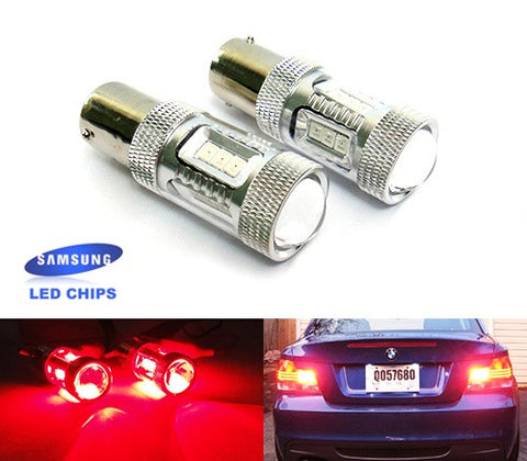 2 pieces of 15 SAMSUNG High Power 2835 SMD LED 566 BAZ15d 7225 P21/4W Light bulb 15W red