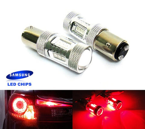 2 pieces of 15 SAMSUNG High Power 2835 SMD LED 566 BAZ15d 7225 P21/4W Light bulb 15W red