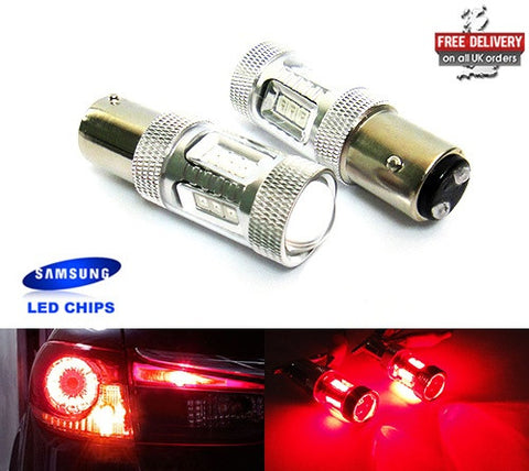 2 pieces of 15 SAMSUNG High Power 2835 SMD LED 566 BAZ15d 7225 P21/4W Light bulb 15W red