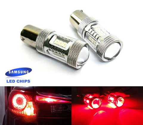 2 pieces of 15 SAMSUNG High Power 2835 SMD LED 566 BAZ15d 7225 P21/4W Light bulb 15W red