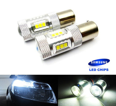 2 pieces of 15 SAMSUNG High Power 2835 SMD LED 566 BAZ15d 7225 P21/4W Light bulb 15W white