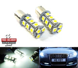 2 pieces of 18 high power SMD LED 566 BAZ15d 7225 P21/4W Light bulb white