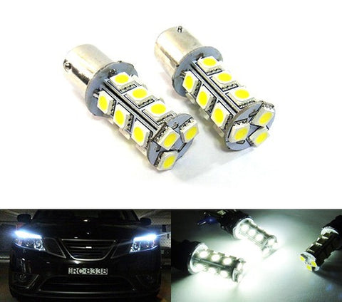 2 pieces of 18 high power SMD LED 566 BAZ15d 7225 P21/4W Light bulb white