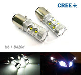 2 pieces of H6 BA20d 10x CREE XB-D LED Projector Headlight Light bulb 50W white