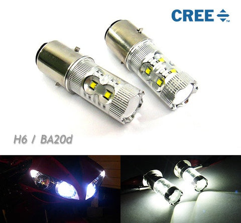 2 pieces of H6 BA20d 10x CREE XB-D LED Projector Headlight Light bulb 50W white