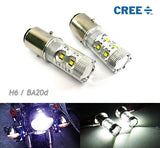 2 pieces of H6 BA20d 10x CREE XB-D LED Projector Headlight Light bulb 50W white