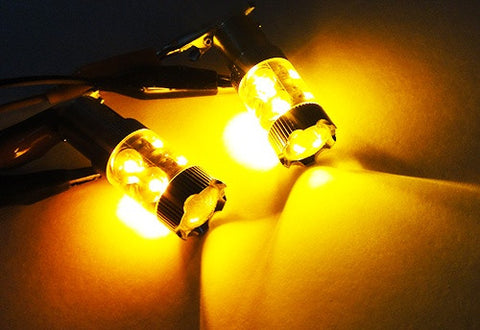 2 pieces of PY21W 581 BAU15s 10x CREE XP-E LED Projector Light bulb 50W amber