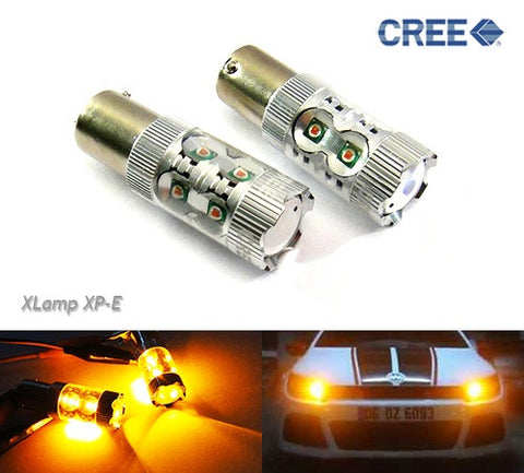 2 pieces of PY21W 581 BAU15s 10x CREE XP-E LED Projector Light bulb 50W amber