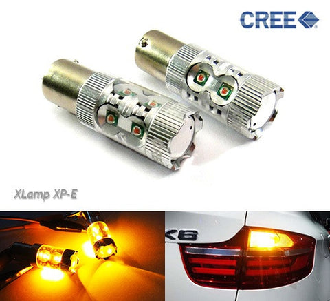 2 pieces of PY21W 581 BAU15s 10x CREE XP-E LED Projector Light bulb 50W amber