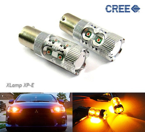 2 pieces of PY21W 581 BAU15s 10x CREE XP-E LED Projector Light bulb 50W amber