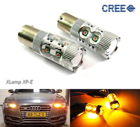 2 pieces of PY21W 581 BAU15s 10x CREE XP-E LED Projector Light bulb 50W amber