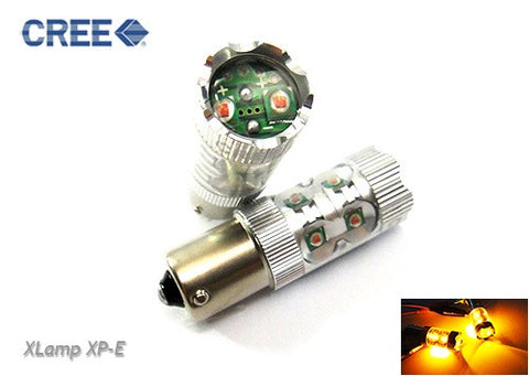 2 pieces of PY21W 581 BAU15s 10x CREE XP-E LED Projector Light bulb 50W amber