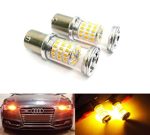 2 pieces of PY21W 581 BAU15s Diffusion Mirror 60 SMD LED Light 18W amber