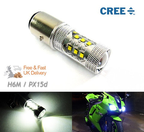 1 piece of H6 BA20d 16x CREE XB-D LED Projector Headlight Light bulb 80W white