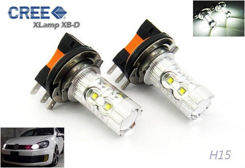 2 pieces of H15 64176 10X CREE XB-D LED Projector Light bulb 50W white