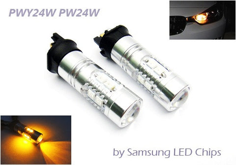 2 pieces of 10 SAMSUNG 2835 SMD LED PW24W PWY24W Light bulb amber