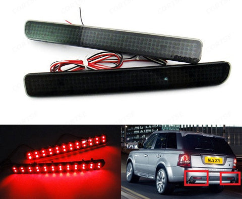 2x LED Bumper Reflector Black Smoked lens Tail Brake Light Red LR3 LR4 Range Rover Sport