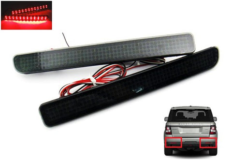 2x LED Bumper Reflector Black Smoked lens Tail Brake Light Red LR3 LR4 Range Rover Sport