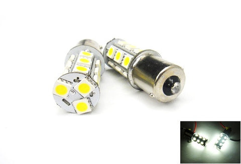 2 pieces of 18 High Power SMD LED 382 (P21W) 1156 7506 207 BA15s Light bulb white